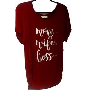 MOM WIFE BOSS Graphic Maternity Soft Shirt Size XL French Pastry NWT Soft & Comf